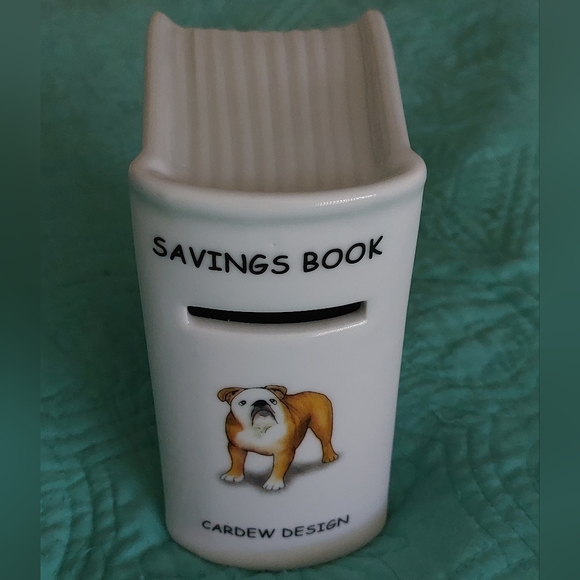 Paul Cardew Ceramic Coin Bank w/Stopper Dogs Book-Shaped - Picture 10 of 10